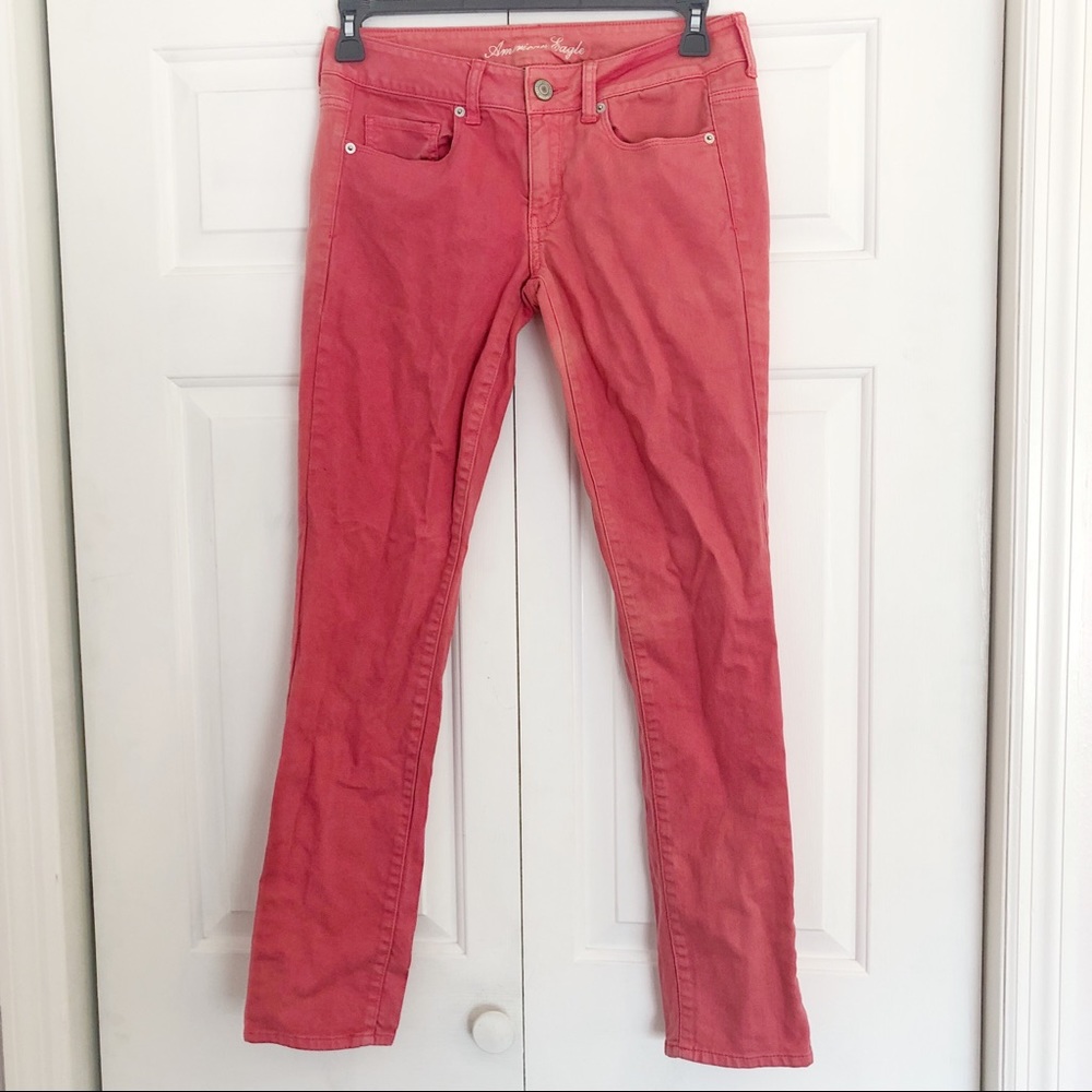 American Eagle coral color skinny jeans